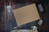 real life image of 16 x 18 clear shopping bag with object inside